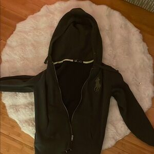 Ralph Lauren Dark Gray Zip-up with Logo WITH 1980’s TALON ZIPPER